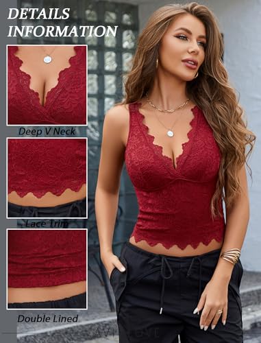 Image of Avidlove Lace Tank Tops for Women Summer Going Out Tops Y2k Sexy Lace Top