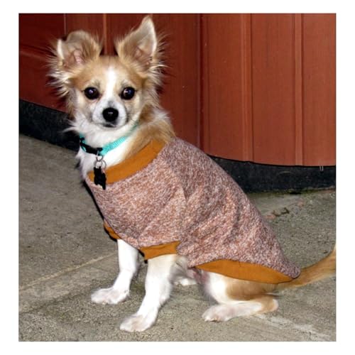 Image of fleece Pet Dog Classic Knitwear Sweater Warm Winter Puppy Pet Coat Soft Sweater Clothing for Small Dogs (XS, Khaki, 1 count)