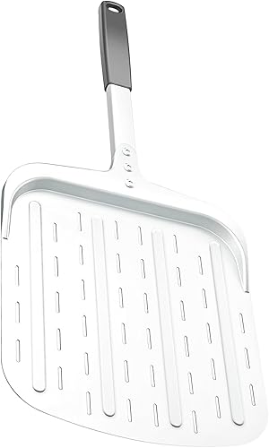 Miniatura 2 de Pala de pizza de 12 pulgadas, pala de aluminio perforada para pizza (12 pulgadas) con mango resistente al calor, espátula antiadherente y ligera