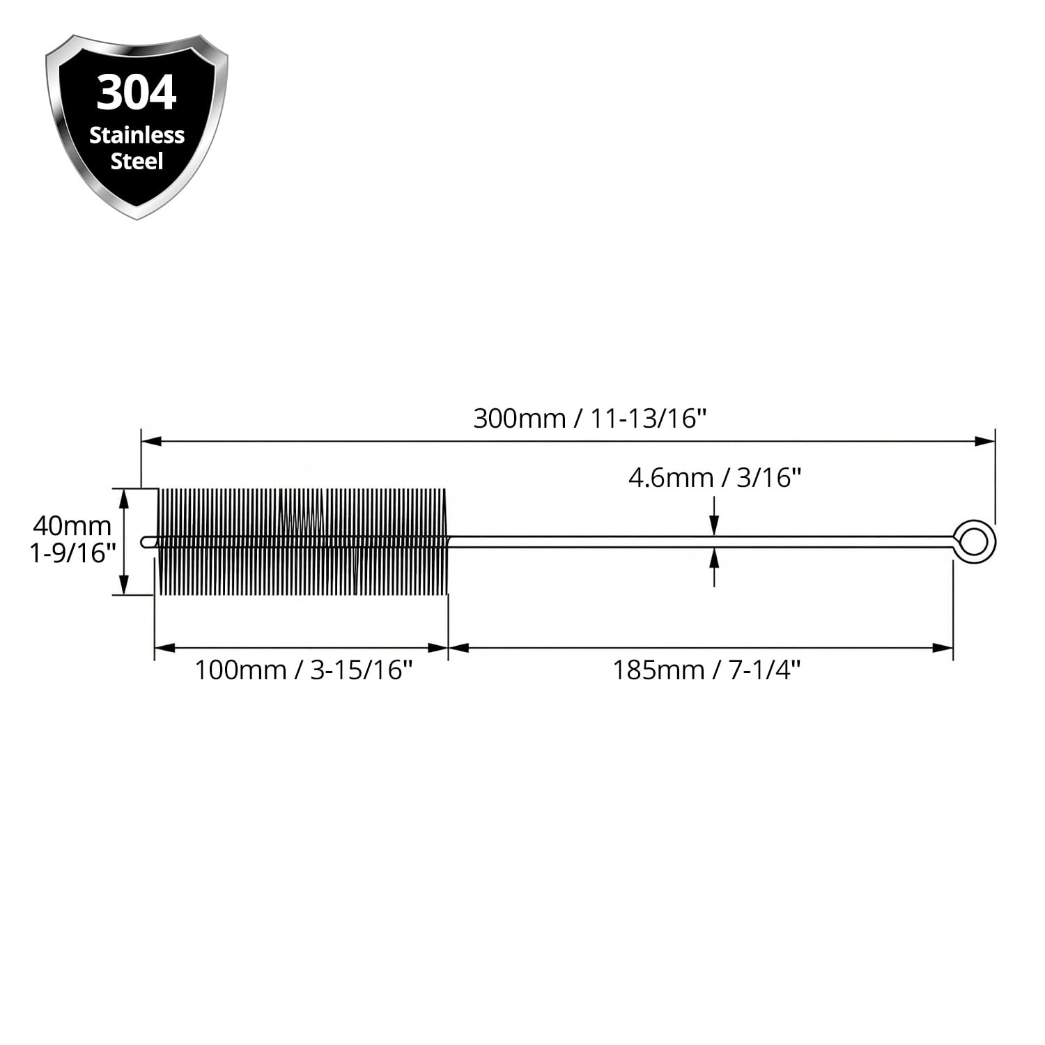 Lot de 2 Brosses pour Tuyau de Poêle Ø 40mm x 30cm – Goupillon de Ramonage Fil d'acier Cheminée Poêle à Granulés