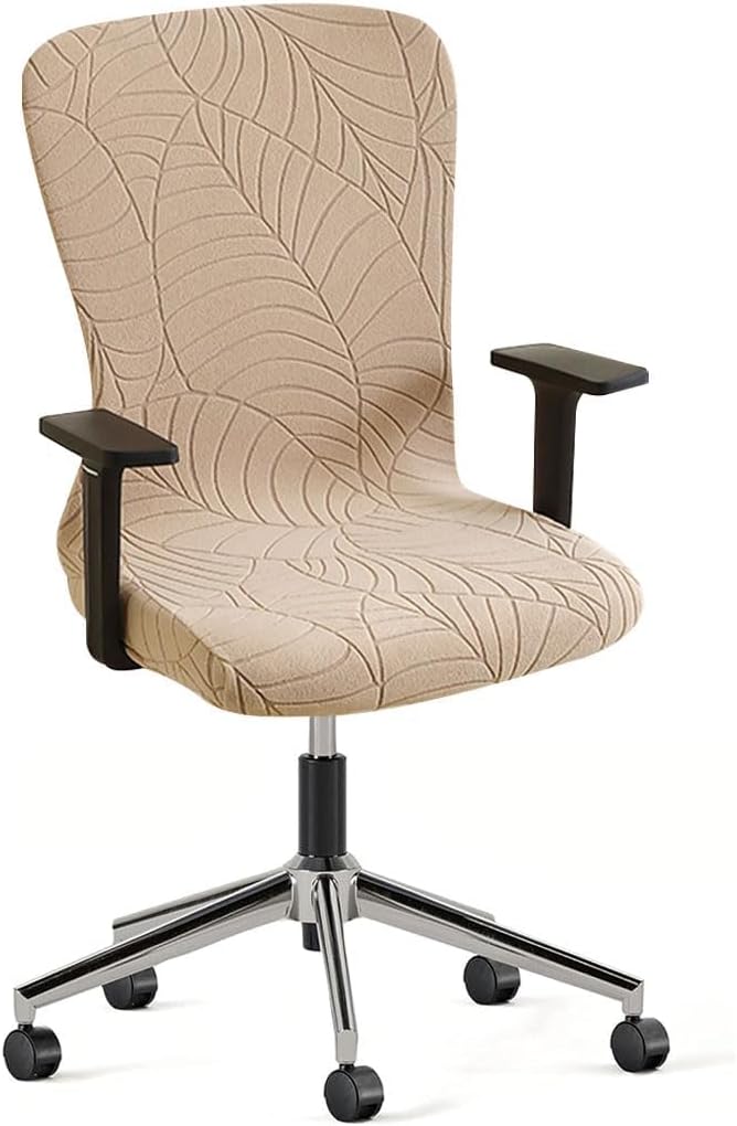 Office Chair Covers Stretchable Slipcover for Computer Chairs Soft Fit Universal Desk Rotating Chair Slipcovers, Non-Slip, Removable & Washable Protector for Home, Office,Khaki