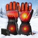 IPOW Heated Gloves for Men Women 7.4v 2200mah Electric Rechargeable Heating Ski Gloves with Touchscreen & 7 Layers Thick Solid Waterproof for Winter Outdoor Hunting Riding Ski Hiking Motorcycle