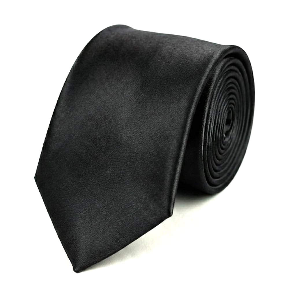 Men's Solid Satin Casual Formal Plain Narror Neck Tie 2.5 Inch Wide Length-58 Inch (Free Size)