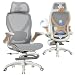 ELABEST X100 Ergonomic Office Chair with Footrest, Big and Tall Home Desk Chair with 5D Flip-Up Arms, Adjustable 3D Lumbar Support,High Back Rolling Computer Chair, Swivel Mesh Chairs (Foggy Morning)