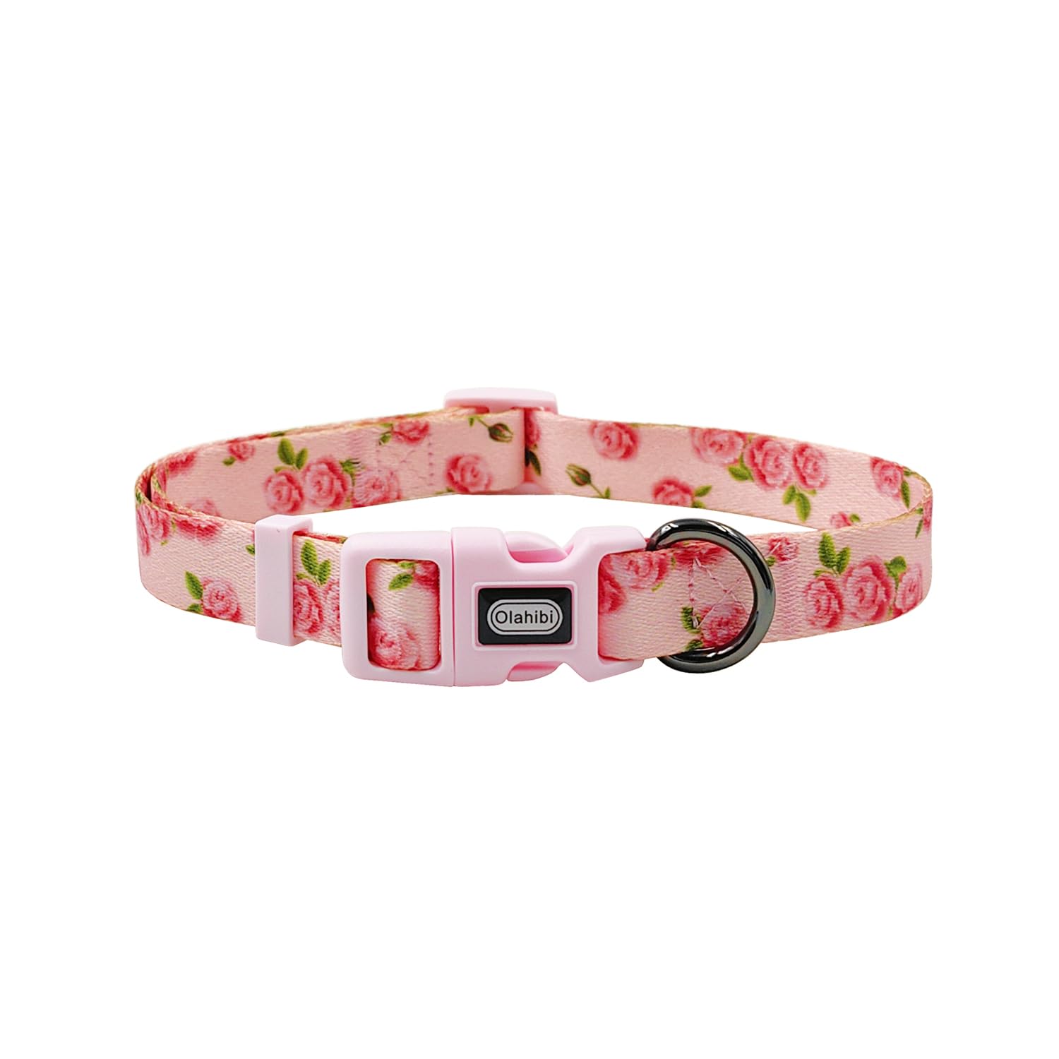 Olahibi Dog Collar and Leash Combo Set, Floral Pattern, Polyester Material, 150CM Matching Leash, for Small Dogs.(S, Pink Rose) - Image 2