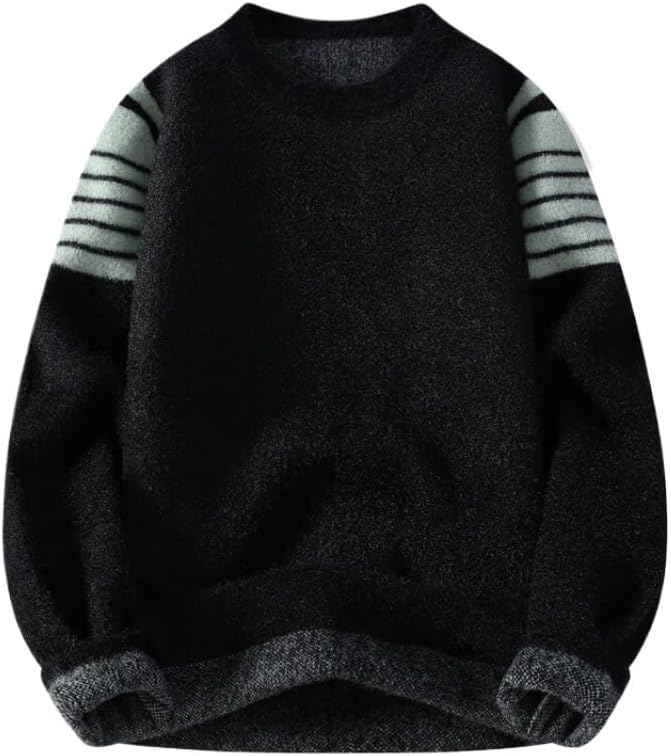 Men's Casual Round Neck Sweater Base Knit Oversized Loose Sweaters