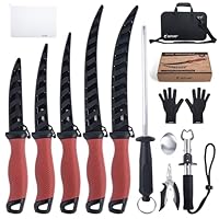 Goture Fischmesser set, Angelmesser set, Filetiermesser Fisch, Filetier-Angelset, Angelmesser mit Scheide, Schärfer, Messerset, Angelausrüstung, Angelgeschenke für Männer