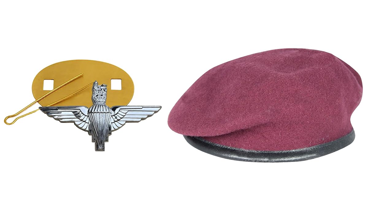 CL Distribution Parachute Regiment Maroon Beret with Standard para Cap Badge, King's Crown, Military Headwear - 59cm Beret