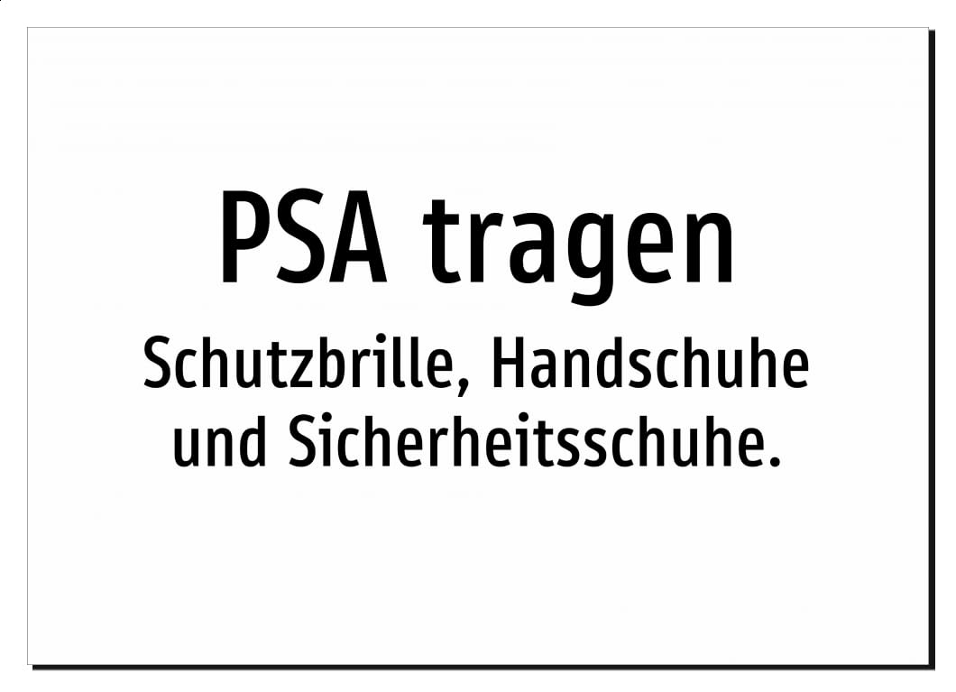 35834-DE-T-07 | PSA tragen - Schutzbrille, Handschuhe und | Aluminiumschild A4, 297 x 210mm | nur Text, ohne Symbolgrafik