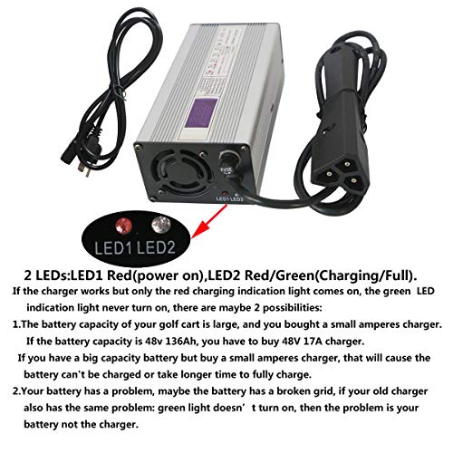 Abakoo 48V 6A Rxv Golf Cart Battery Charger For Ez-Go Ezgo Txt With Rxv Plug 3 Prong Led Display #TOP3