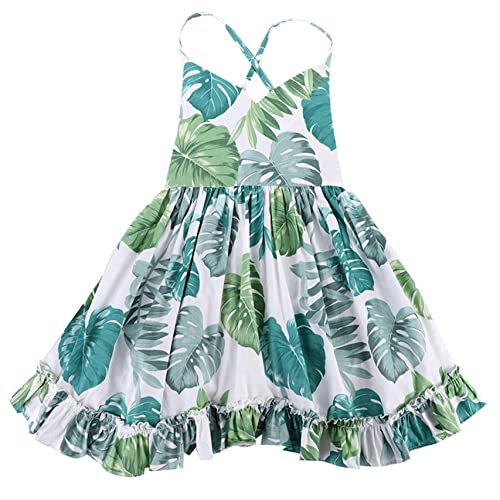 Toddler Vintage Floral Girls Strap Dress Summer Casual Cotton Tea Party Beach Sundress