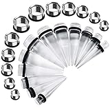 BodyJ4You 24PC Big Gauges Kit Stretching 00G-20mm Clear Acrylic Tapers Steel Plugs Tunnels Set