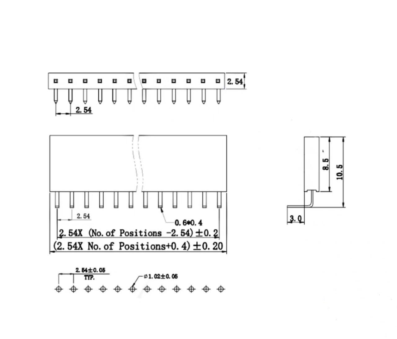 Amazon | Moechando 2.54mmピッチ 単列ピンソケット L型 ライト