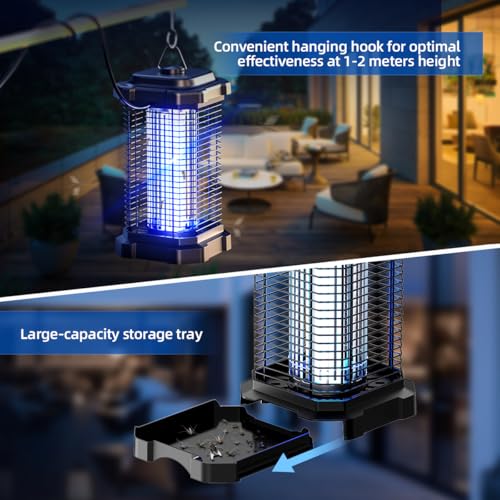 Image of Minimoon Mosquito Killer Lamp with UV Light, 20W Electric Bug Zapper for Flies and Mosquitoes, Safe for Family, IPX6 Waterproof for Indoor & Outdoor Bug-Prone Areas, Black