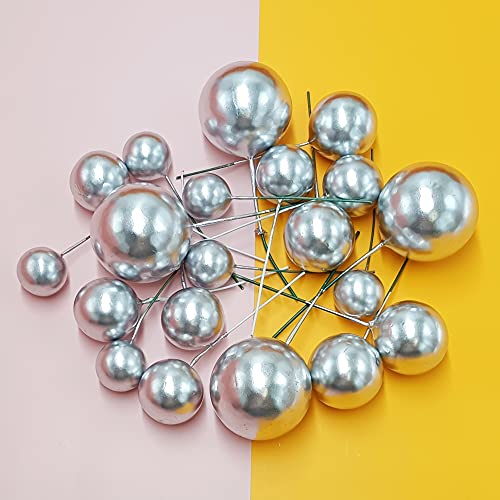Balls Cake Topper Mini Balloons Cake Topper Pearl Balls Cake Pick Foam Ball Cupcake Topper Baking Decoration Supplies Toothpick Party Wedding Anniversary Birthday Baby Shower Cake Decoration #TOP2