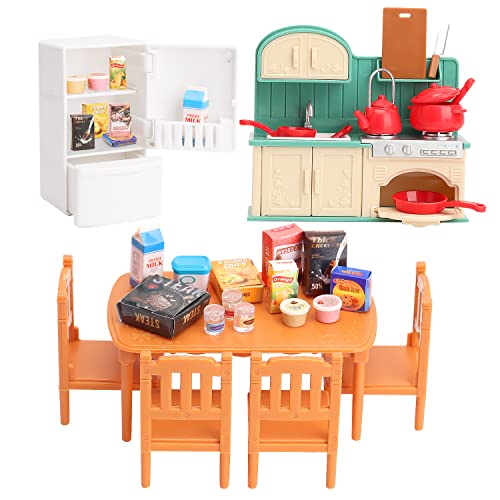 Set di mobili per casa delle bambole per bambini, giocattoli in miniatura, accessori per la casa delle bambole, giocattoli per bambini e bambine dai 3 anni in su, con cucina