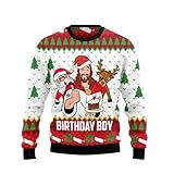 Jesus Birthday Boy Ugly Christmas Sweater for Men & Women,Jesus Pattern Ugly Christmas Sweater,Jesus Birthday Boy Crewneck Ugly Christmas Sweater, White Pattern Christmas Sweater for Adult | US5653