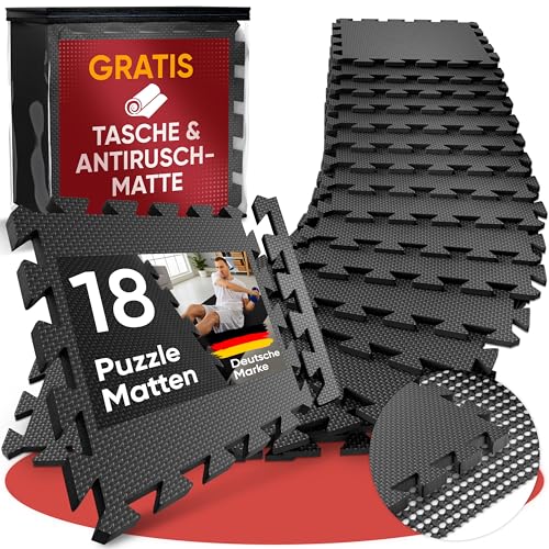 Bodenschutzmatte Fitness inkl. gratis Antirutschmatte & Zipperbag - 18 Rutschfeste Puzzlematten - 30x30x1cm Trainingsmatte - Sport Matte - Gymnastikmatte Sportmatte Turnmatte Fitnessmatte von FITLABS® Bodenschutzmatte Fitness inkl. gratis Antirutschmatte & Zipperbag - 18 Rutschfeste Puzzlematten - 30x30x1cm Trainingsmatte - Sport Matte - Gymnastikmatte Sportmatte Turnmatte Fitnessmatte von FITLABS®