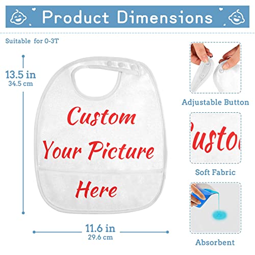 Custom Baby Bib, Personalized Your Picture Infant Food Bibs Feeding Bibs for Infants Toddles Set of 14