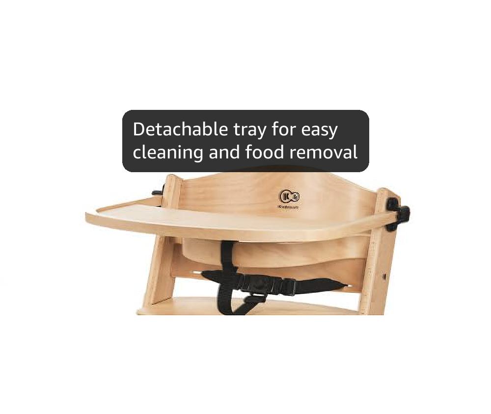 Kinderkraft ENOCK Wooden Highchair + Baby Bouncer CALMEE, Multifunctional Baby Chair, Ajustable Heigh and Footrest, Safety Harness, with Detachable Tray, for Children up to 10 Years