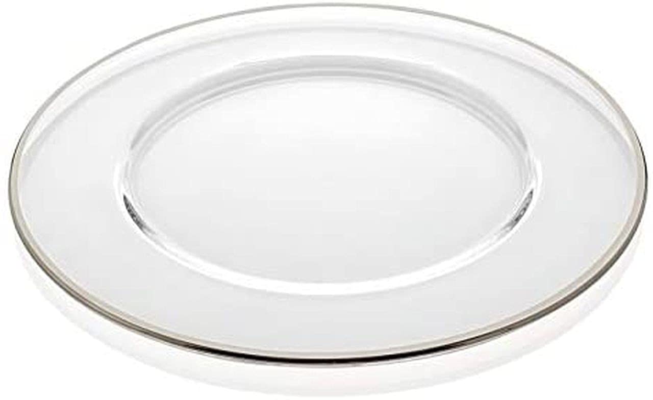 SWEET HOME Sottopiatto in Vetro Trasparente con Bordo Platino cod.SV00360PT cm diam.32 by Varotto & Co.