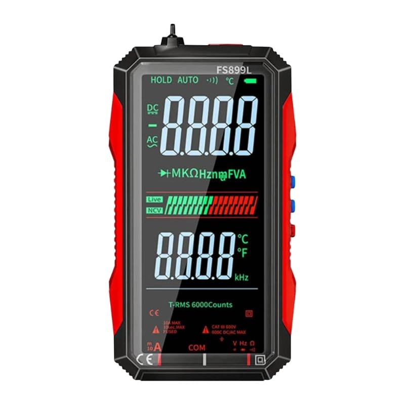FS899L Digital Multimeter with Color Screen, USB-C Rechargeable Electrical Tester, 6000 Counts True RMS AC/DC Voltage Current Capacitance Resistance Frequency Temperature Measurement NCV Detector