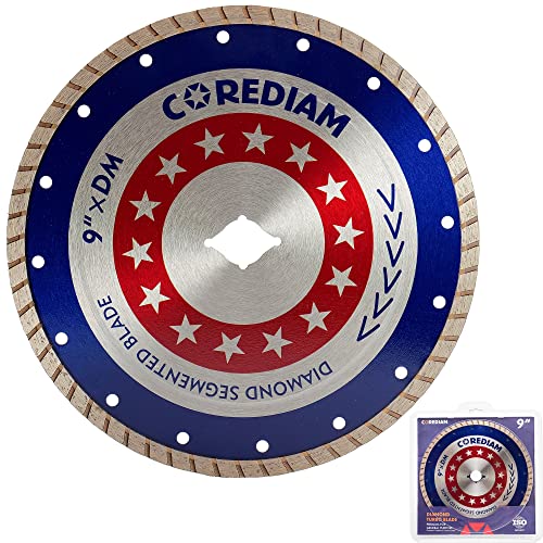 Corediam 9 Inch Diamond Blade, Diamond Turbo Saw Blade For Angle Grinder, General Purpose Cutting Concrete, Masonry, Brick, Granite, Marble And Other Stone, Wet/Dry Cut, Dm-7/8" Arbor With 5/8" Copper Bushing #TOP24