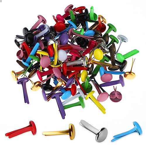 Lot de 100 attaches parisiennes en laiton de couleurs assorties - Attaches rondes pastel - Mini...