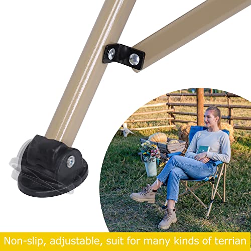 Xgear Camping Chair With Padded Hard Armrest, Sturdy Folding Camp Chair With Cup Holder, Lawn Chair Back W Mesh Storage Bag, Support To 400 Lbs (Blue With Dark Blue) #TOP5