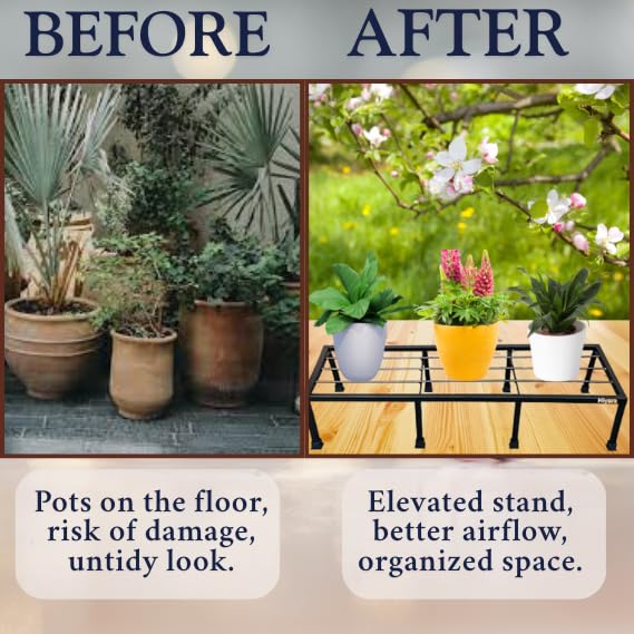 Image of Niyara || Metal Planter Stand || Plant Stand for Pots|| Outdoor Plant Stand (Long 24 inch (Set of 2))