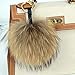 Valpeak 6'' Fluffy Raccoon Fur Ball Pom Pom Keychain Womens Bag Purse Charms with Golden Key Chain (Bronze)