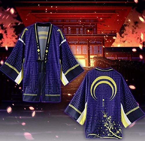 GK-O Touken Ranbu Mikazuki Munechika Cosplay Kimono Yukata Outerwear Chiffon Coat Costume (Large) Blue