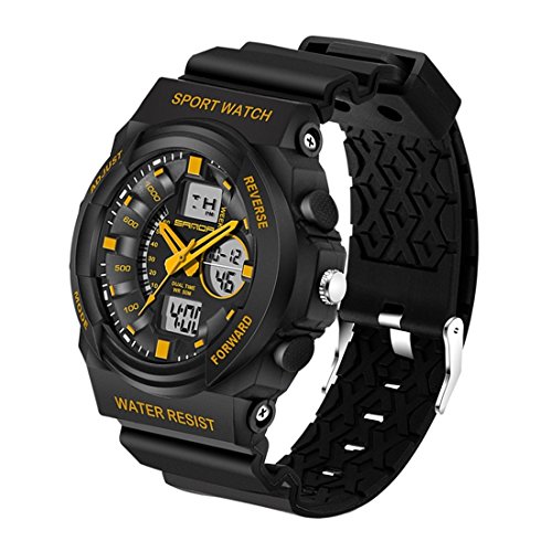 Montre homme affichage chronomètre date semaine LULI montre plastique jaune LED
