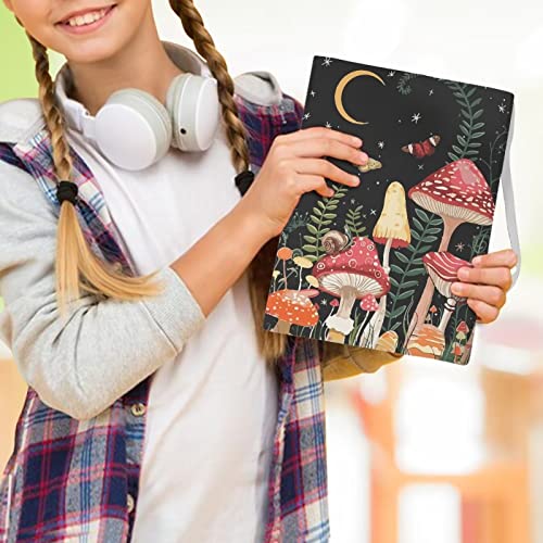 Gongbawa Mushroom Cloth Book Sox Leaf Book Cover Up To 9-11 Stretchable Sleeve Covers Book Protector With Ribbon Bookmark Fits Most Hardcover Textbooks Reusable Case Moon #TOP6