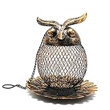 Bird Feeder for Outdoor Hanging, Outside Hanging Humming Bird Feeder, Metal Mesh Wild Bird Feeder, Barn Peanut Bird Feeder for Coneflower, Cardinal, Finch, and Oriole Birds - Cute Owl Shaped