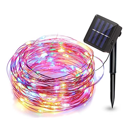 Briignite Solar-Lichterkette, 150 LEDs, 8 Modi, 15 m, Kupferdraht, Solar-Lichterkette, wasserdichte Lichterkette für Weihnachtsbaum, Hochzeit, Party, Zaun, Garten, Hof (mehrfarbig) Cover