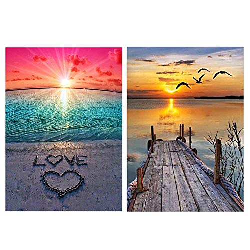 Panamalar 5D Diamond Painting, 2 peças DIY pintura de diamante Full Drill Rhinestone bordado pintura imagem de ponto cruz DIY Diamond Art Craft kit para a decoração da parede da casa