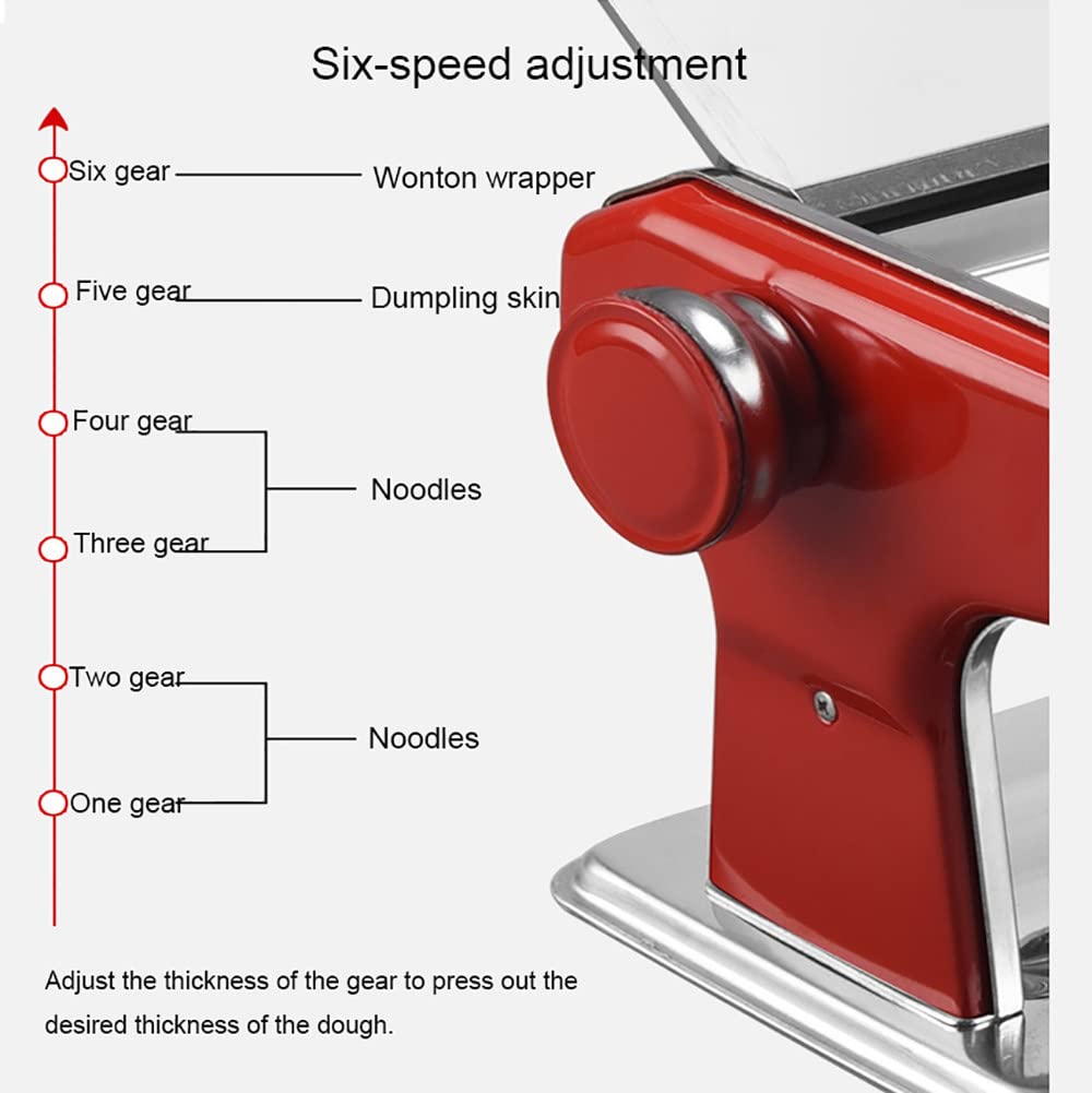 Máquina para hacer pasta, máquina manual de prensa de fideos con rodillo para el hogar, 6 ajustes de hickness, para espagueti/fideos/piel de albóndigas, accesorios de cocina de acero inoxidable,
