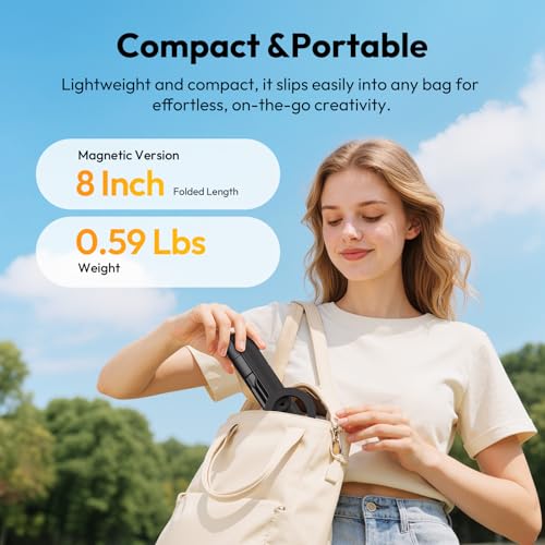Image of ULANZI Phone Tripod,SK26 44.5'' Magnetic Selfie Stick for Magsafe w Remote, Portable Tripod for iPhone 17 Pro Extendable Cell Phone Stand Lightweight for Vlog Travel Recording Streaming Selfies