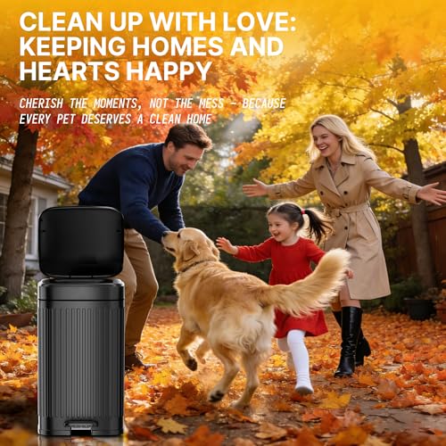 Image of Dog Poop Trash Can Outside 2.7Gal Dog Waste Trash Can with Lid Odor Control | Outdoor Trash Can with Lid Foot Pedal, Outdoor Dog Poop Trash Can with 20 Bags,Pet Waste Trash Can with Lid Soft Close, Black