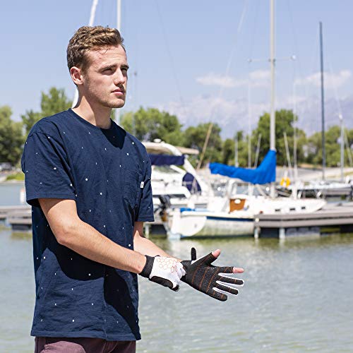 MRX BOXING & FITNESS Sailing Gloves Sticky Palm Gripy Glove Yachting Kayak Dinghy Fishing 2 Cut Finger (White 2-XL)
