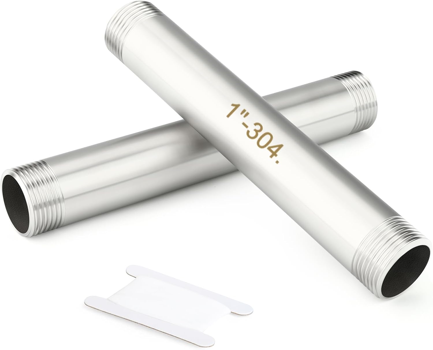 TAISHER 2PCS Stainless Steel Pipe Fittings, 1" BSP Male x 1" BSP Male Threaded, 8" Length Thickened Nipple Cast Pipe