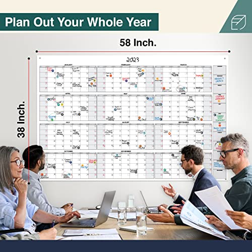 Lushleaf Designs Large Wall Calendar - 38" X 58" Dry Erase Reusable 2023 Whiteboard Calendar #TOP2