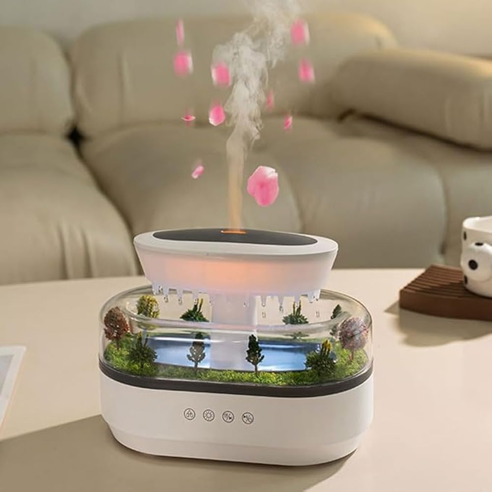 Umidificatore a pioggia a LED colorato, diffusore d'acqua per casa