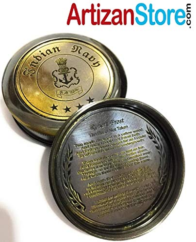 Brújula de latón con estuche de cuero miniatura 2