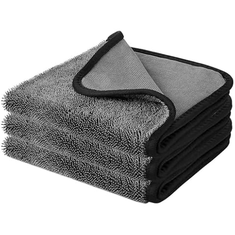 SOFTBATFY Microfiber Car Drying Towel, 600 GSM Shiny Bath Drying Towel, Shiny Bath Drying Towel Shower Cubicles Cloth for Water Removal in Shower and Bathroom(16x16inches*3pack) Cover
