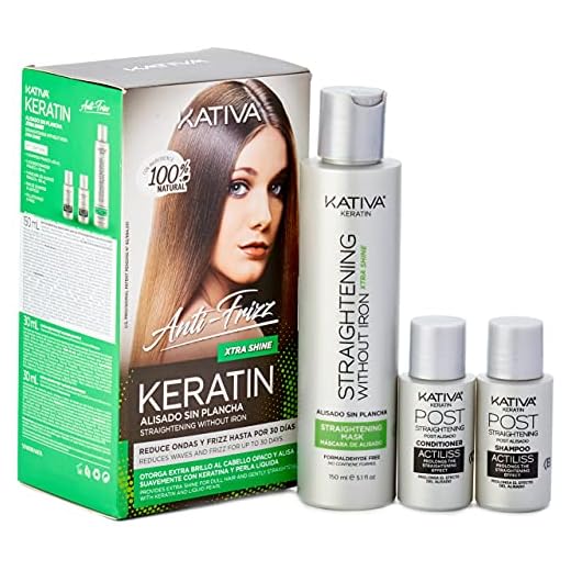 KATIVA Keratin Anti Frizz Xtra Shine - Kit Alisado Sin Plancha, Verde, 270 G