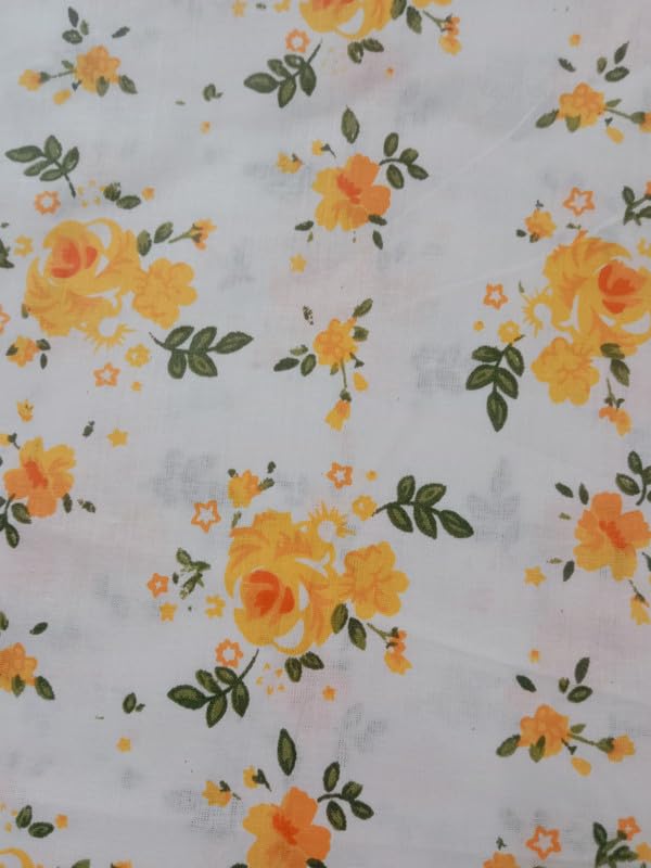 Alina Moda Pure Cotton Printed Kurti, Palazzo, Shuit, Salwar Fabric (2.5 mtr Yellow)-image-1