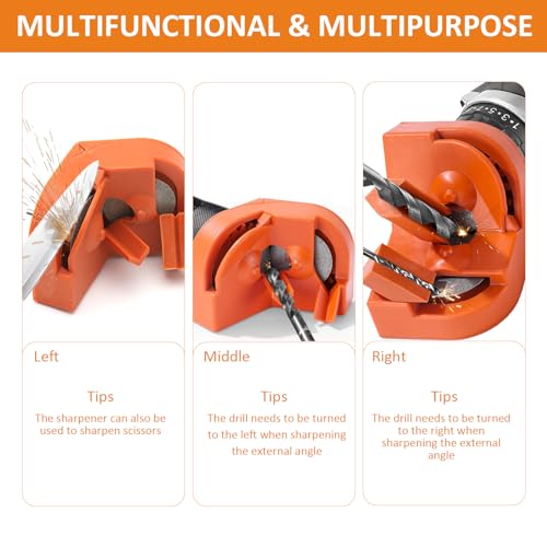 TNSLAND Schleifgerät für Bohrer, vielseitig einsetzbar, tragbar, mit 2 Diamantschleifscheiben und 3 Schleifblöcken für gehärteten Stahl, Kobalt, Orange