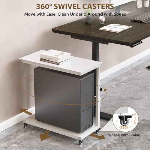 Soporte ajustable para torre de computadora con gestión de cables, carrito móvil para CPU de 22,83" a 34,1", soporte para PC de 2 niveles para debajo del escritorio, fácil ensamblaje, uso en oficina en casa - Blanco miniatura 4